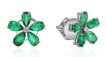 Пусеты изумруд